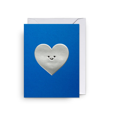 Silver Heart on Blue