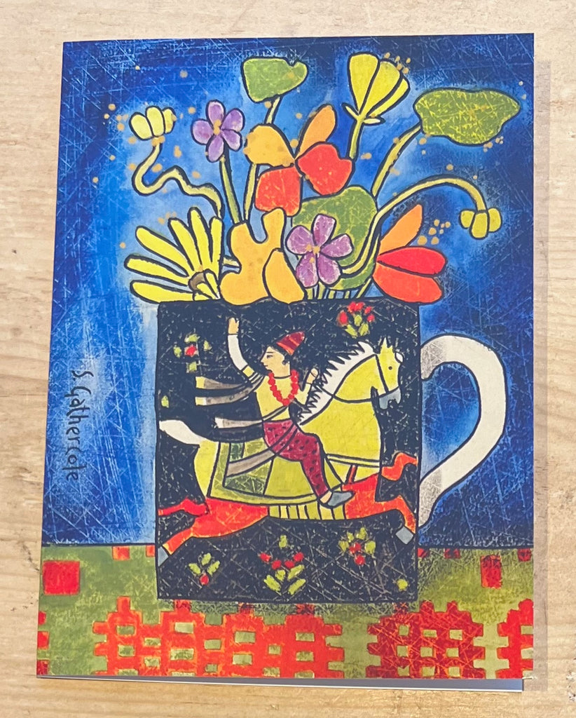 Quicksilver Rider and Garden Flowers