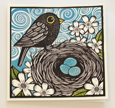 Blackbird with Eggs