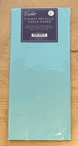 BLUE metallic Tissue Paper - 3 sheets