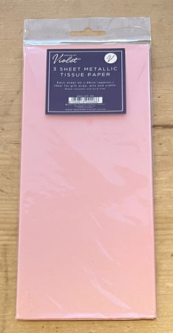 PINK metallic Tissue Paper - 3 sheets