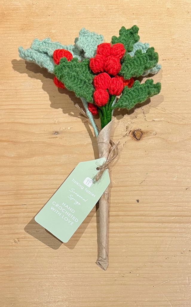 Crochet Holly Sprigs