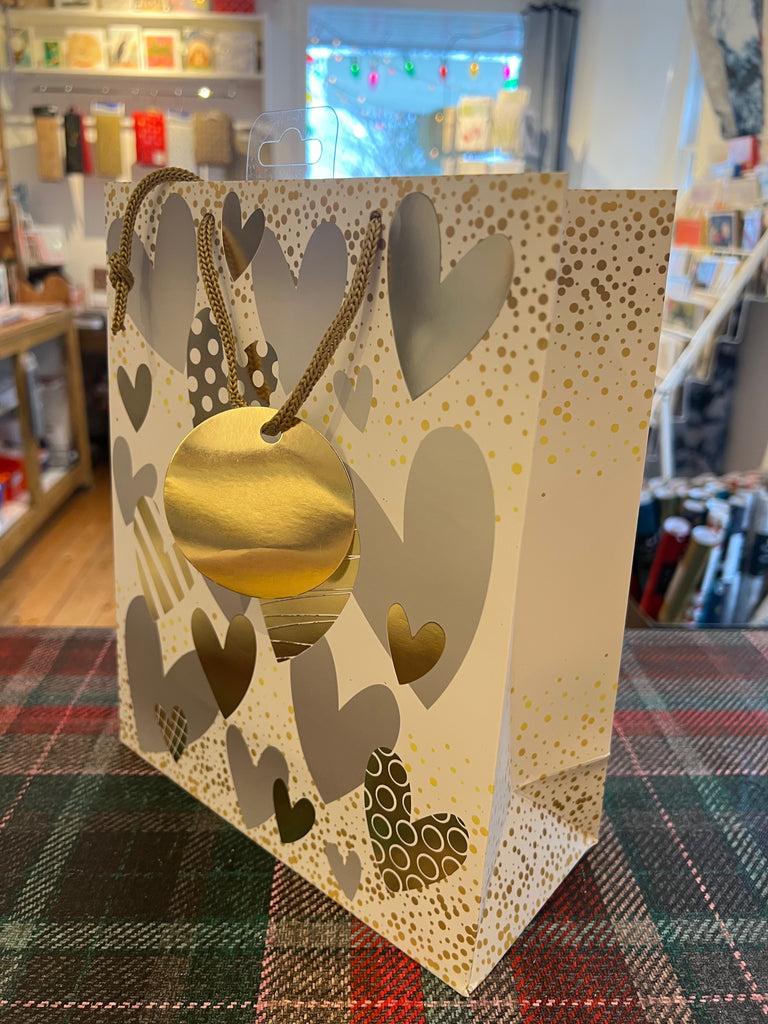 Gold Hearts Gift Bag - Medium