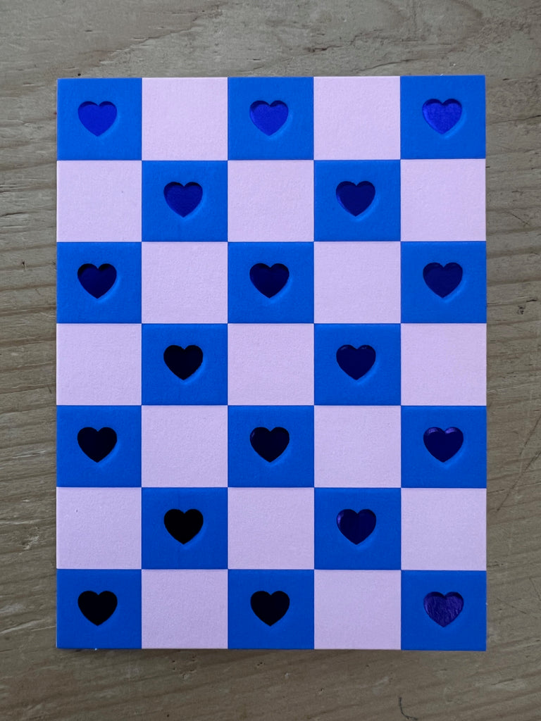 Blue Checked Hearts