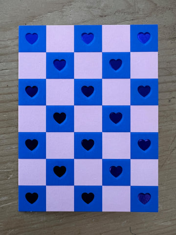 Blue Checked Hearts