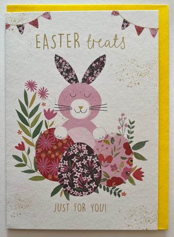 Floral Bunny & Eggs Easter Card