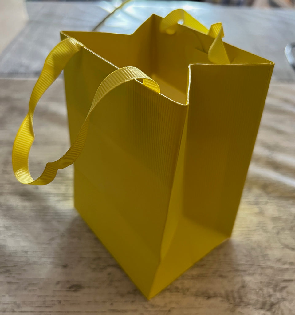 Yellow Mini Paper Gift Bag - ribbon handles