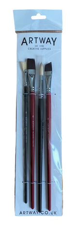 Long Handle Mixed Paintbrush Set - 4 Brushes